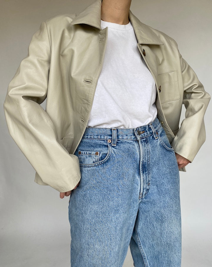 VINTAGE BEIGE LEATHER JACKET 463