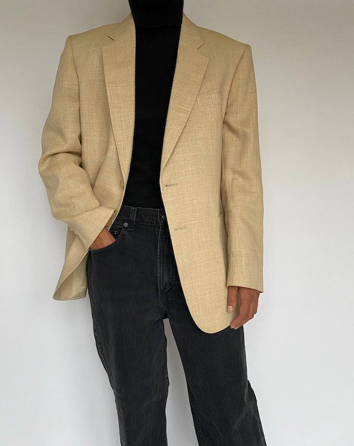VINTAGE BEIGE LINEN BLAZER 1420-2