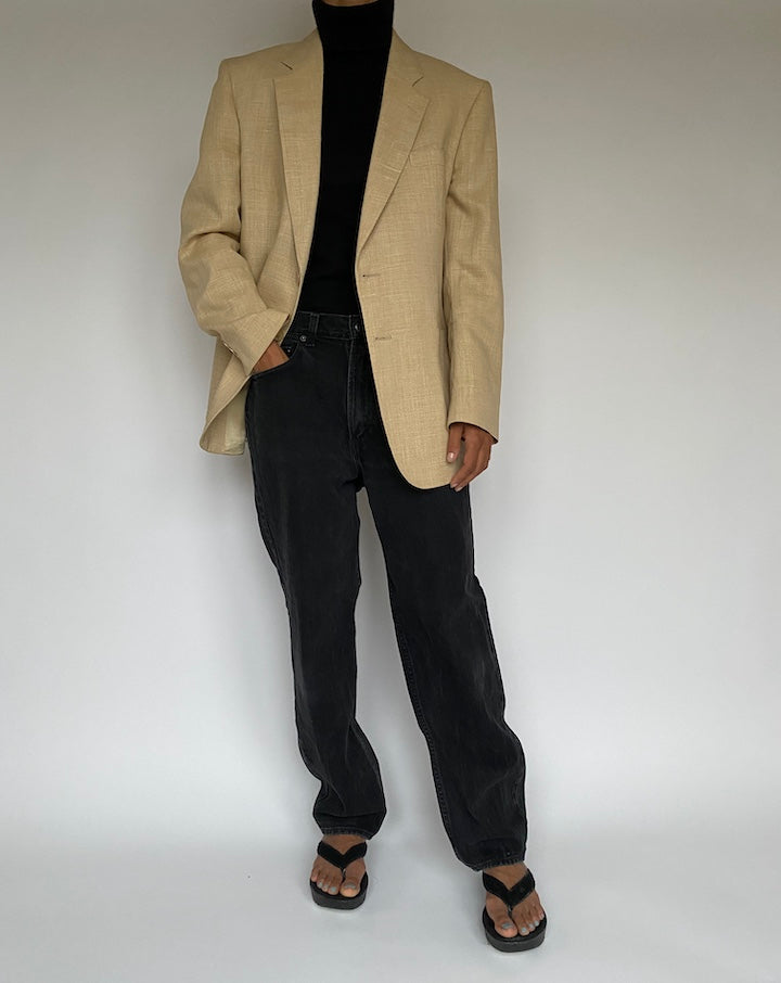 VINTAGE BEIGE LINEN BLAZER 1420-3