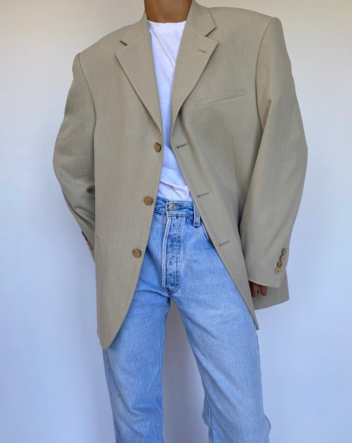 VINTAGE BEIGE SILK BLAZER 986-3