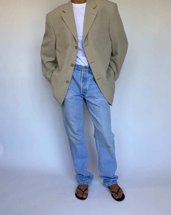 VINTAGE BEIGE SILK BLAZER 986-4
