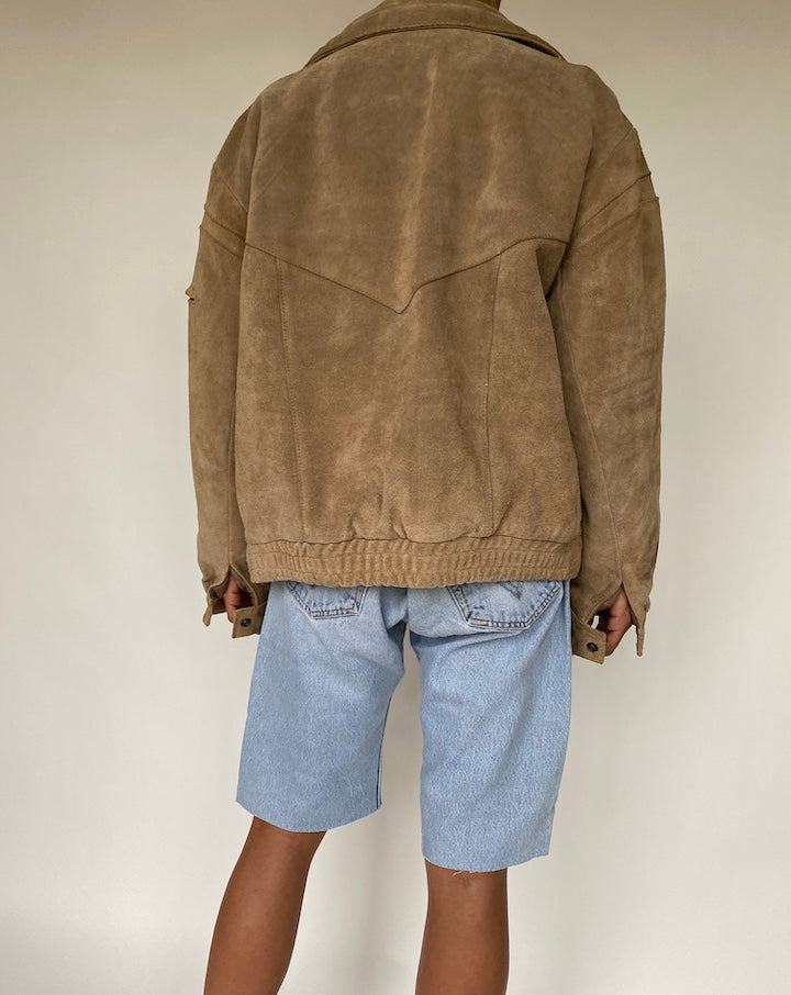 VINTAGE BEIGE SUEDE LEATHER JACKET 792-2