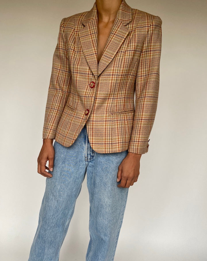 VINTAGE BEIGE WOOL BLAZER 1226-3
