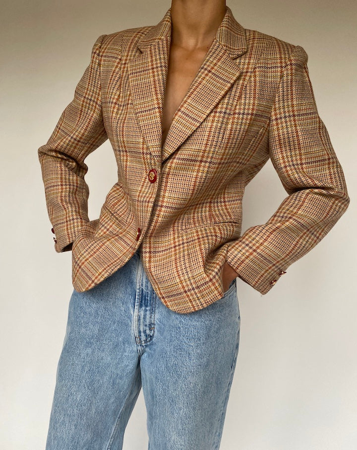 VINTAGE BEIGE WOOL BLAZER 1226-4