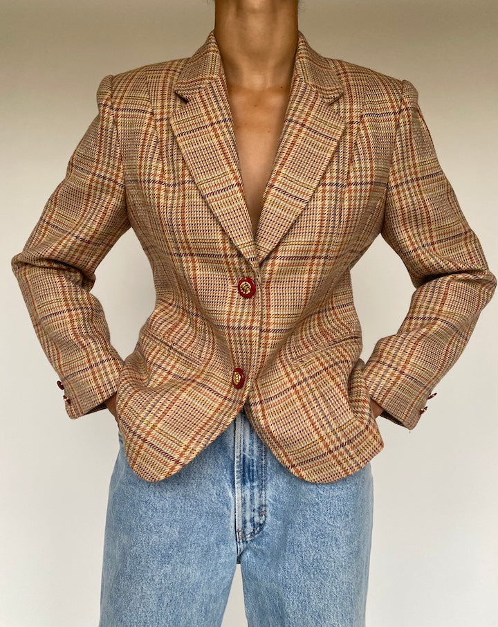 VINTAGE BEIGE WOOL BLAZER 1226-5