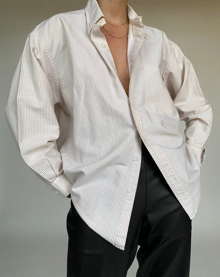 VINTAGE BEIGE_WHITE STRIPED RALPH LAUREN SHIRT 521-3