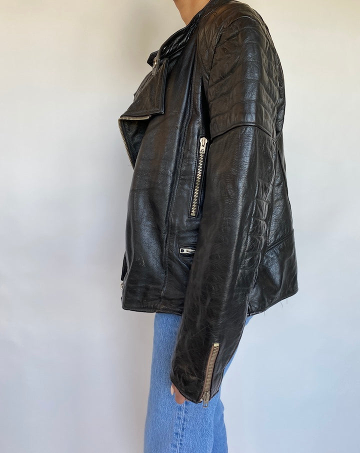 VINTAGE BIKER LEATHER JACKET 607-2