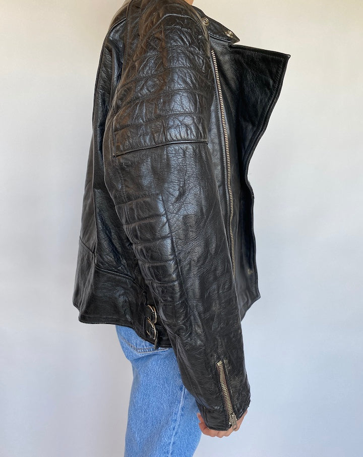 VINTAGE BIKER LEATHER JACKET 607-3