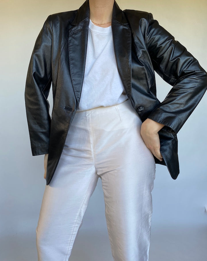 VINTAGE BLACK BLAZER LEATHER JACKET 510