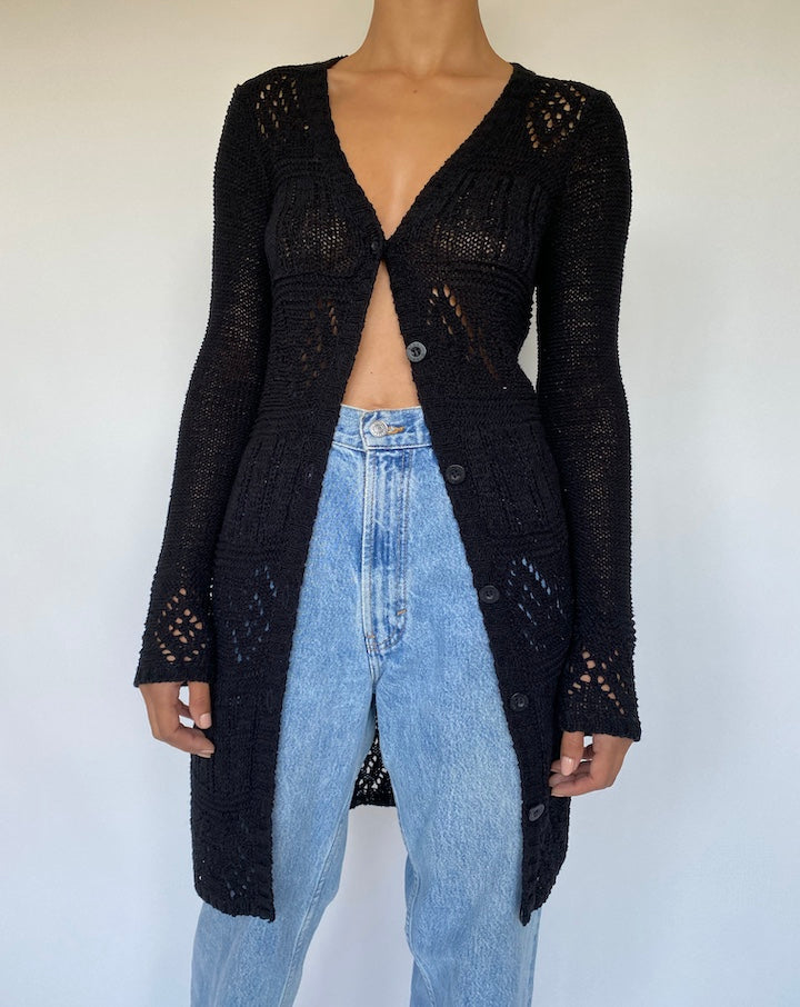 VINTAGE BLACK CARDIGAN 1078-2