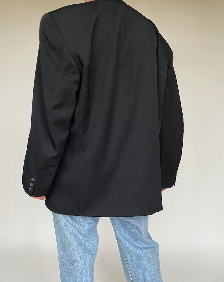 VINTAGE BLACK DOUBLE BREASTED BLAZER 516-2