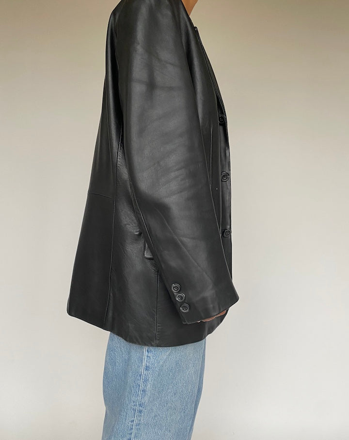 VINTAGE BLACK LATHER JACKET 1216-3