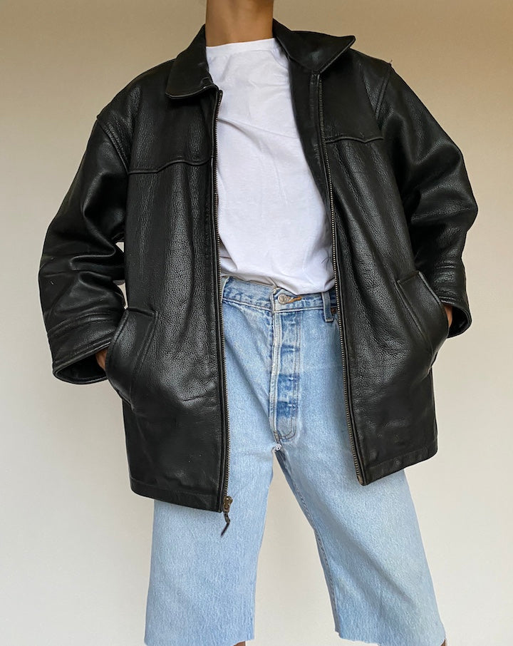 VINTAGE BLACK LEATHER JACKET 1001-3