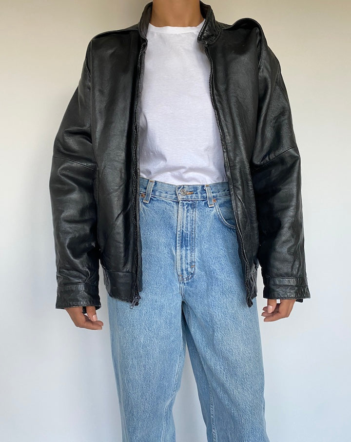 VINTAGE BLACK LEATHER JACKET 1059-4