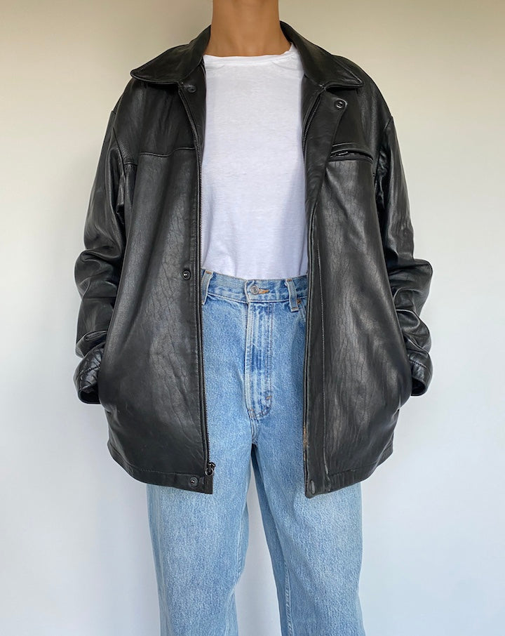 VINTAGE BLACK LEATHER JACKET 1063-3