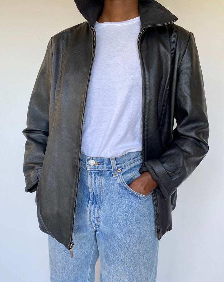 VINTAGE BLACK LEATHER JACKET 1147-4