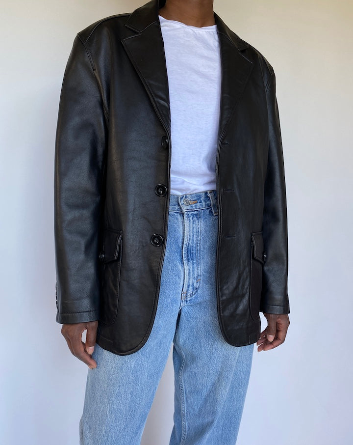 VINTAGE BLACK LEATHER JACKET 1148-2