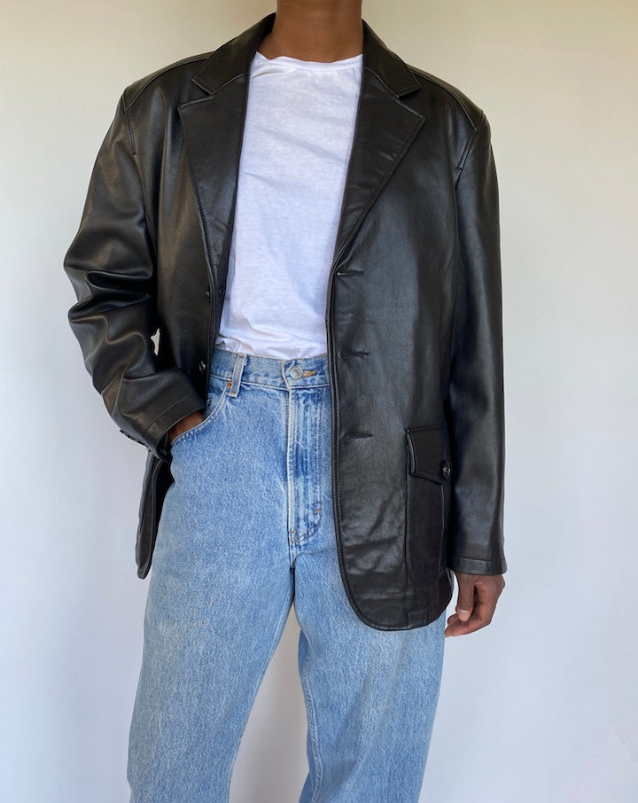 VINTAGE BLACK LEATHER JACKET 1148-3