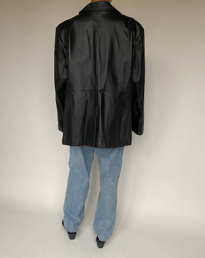VINTAGE BLACK LEATHER JACKET 1211-2