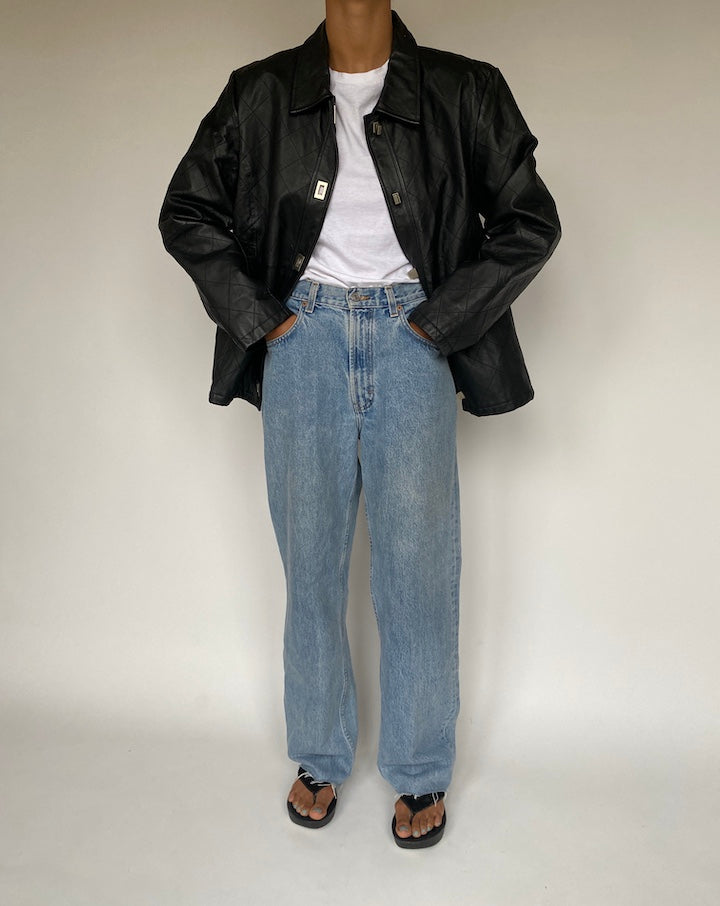 VINTAGE BLACK LEATHER JACKET 1221-3