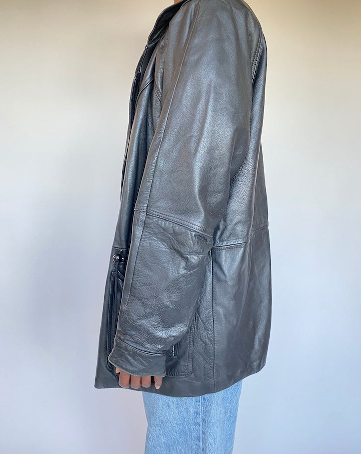 VINTAGE BLACK LEATHER JACKET 1296-3