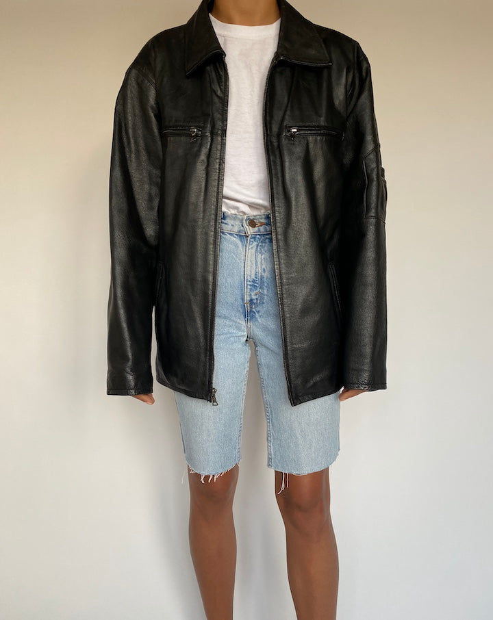VINTAGE BLACK LEATHER JACKET 1373-5