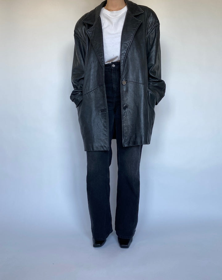 VINTAGE BLACK LEATHER JACKET 478-5