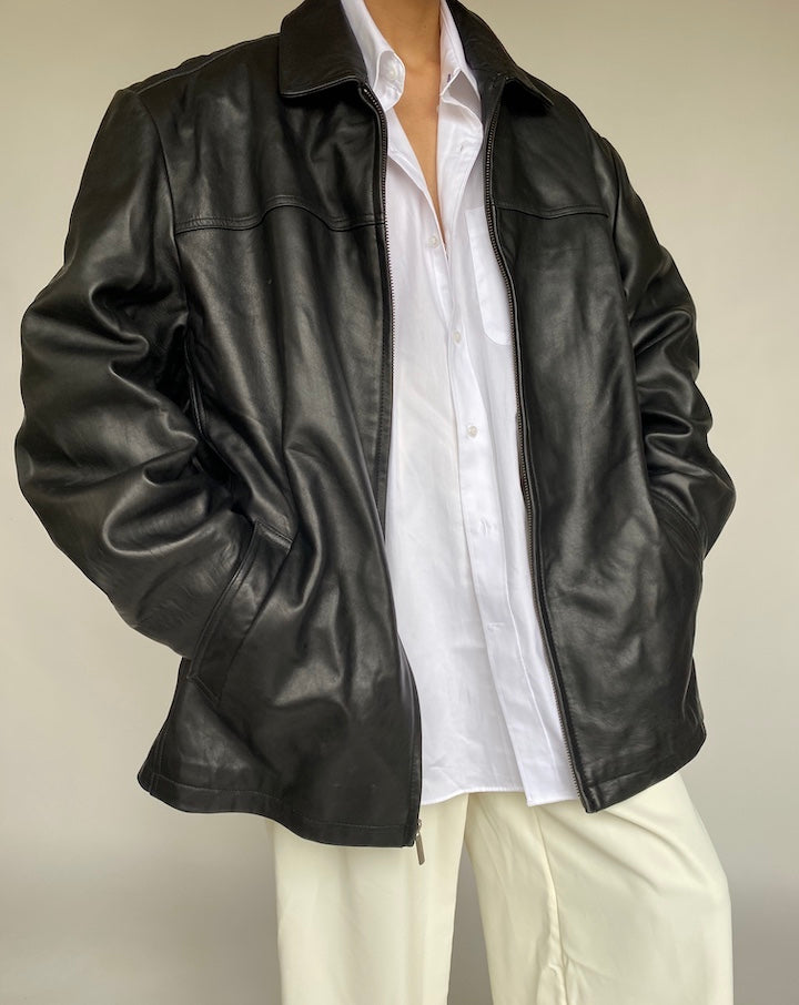 VINTAGE BLACK LEATHER JACKET 635-3