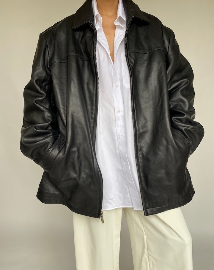 VINTAGE BLACK LEATHER JACKET 635-4