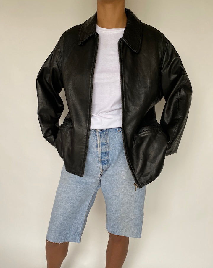 VINTAGE BLACK LEATHER JACKET 791-5