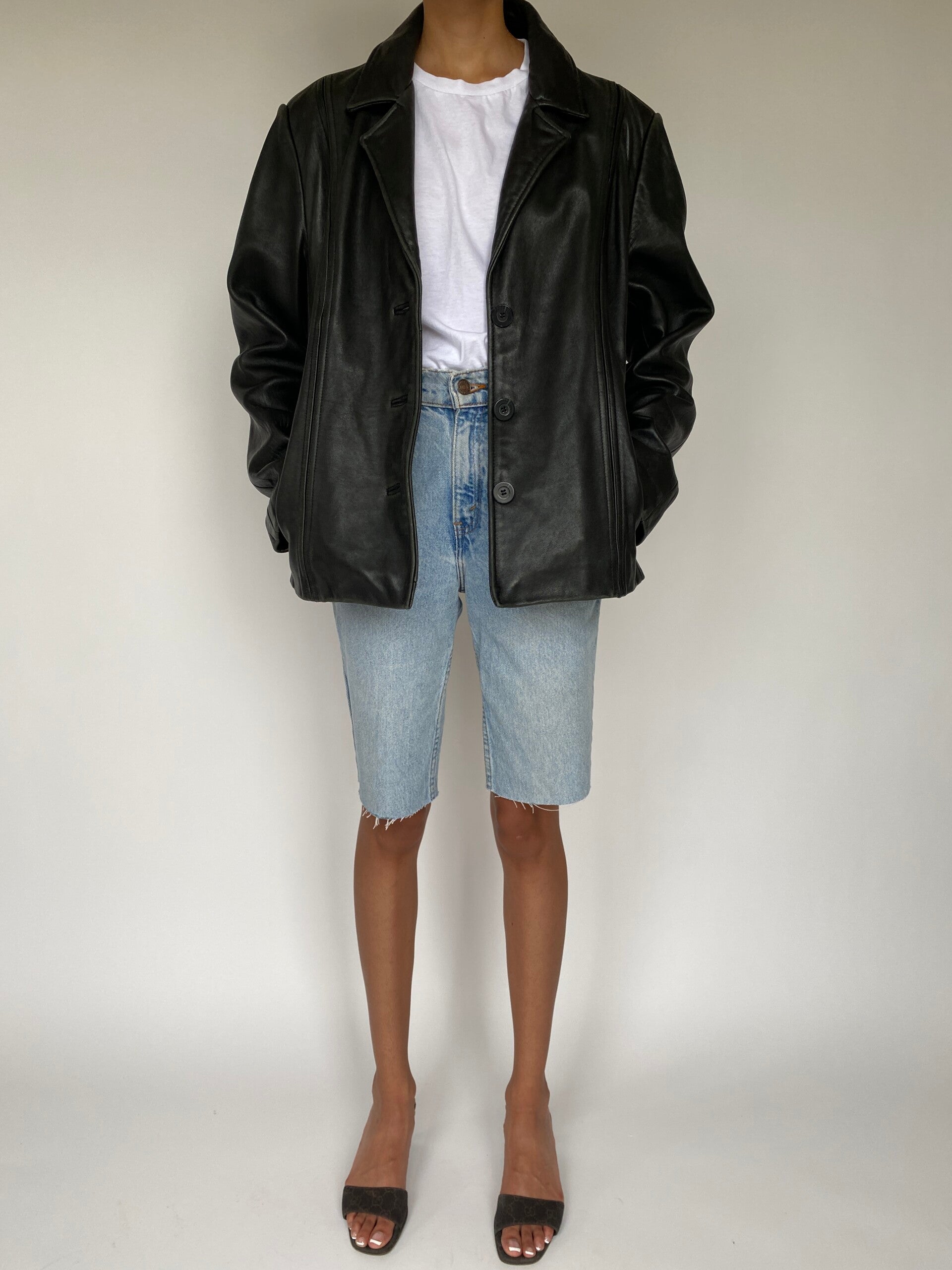 VINTAGE BLACK LEATHER JACKET 831-3