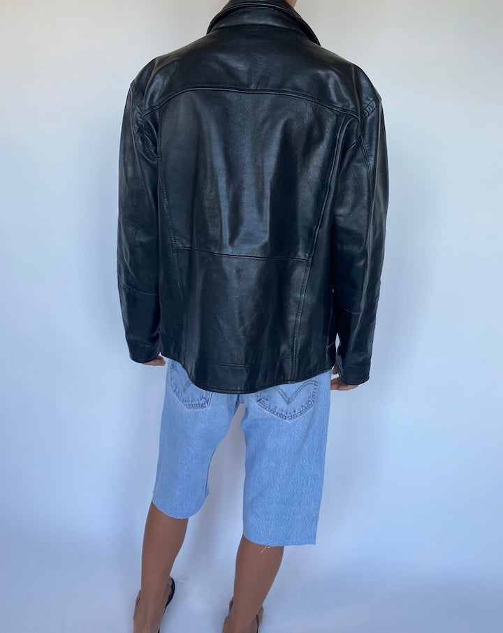 VINTAGE BLACK LEATHER JACKET 907-2