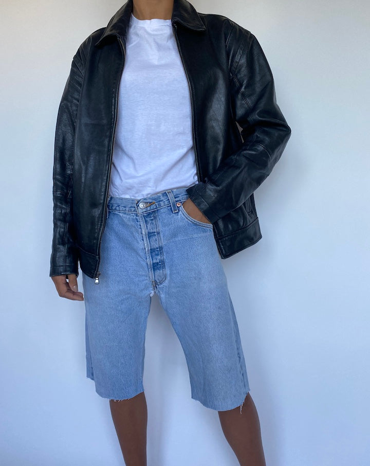 VINTAGE BLACK LEATHER JACKET 907-3