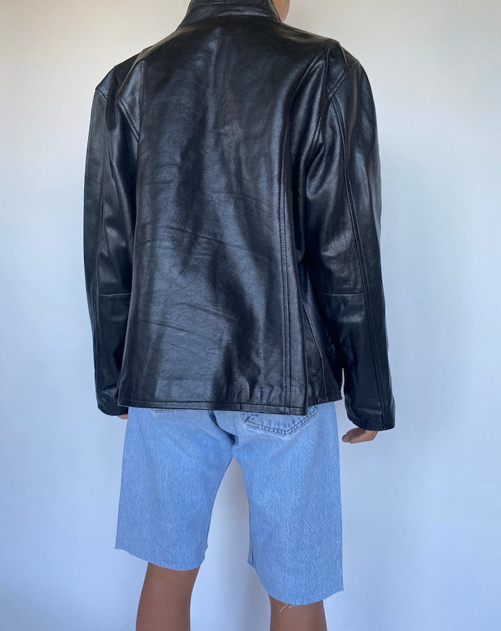 VINTAGE BLACK LEATHER JACKET 913-2