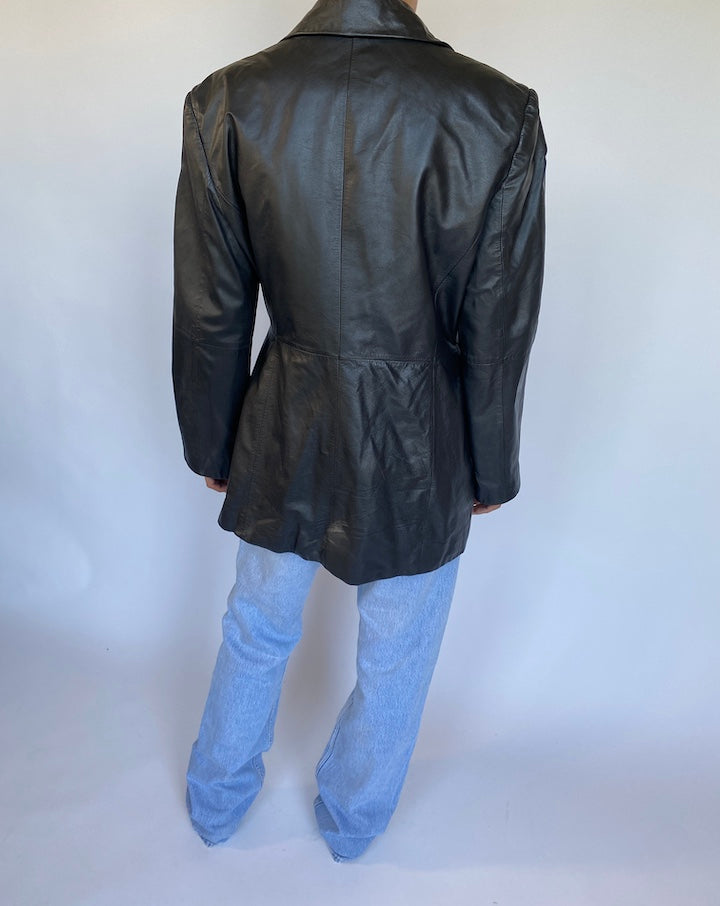 VINTAGE BLACK LEATHER JACKET 972-3