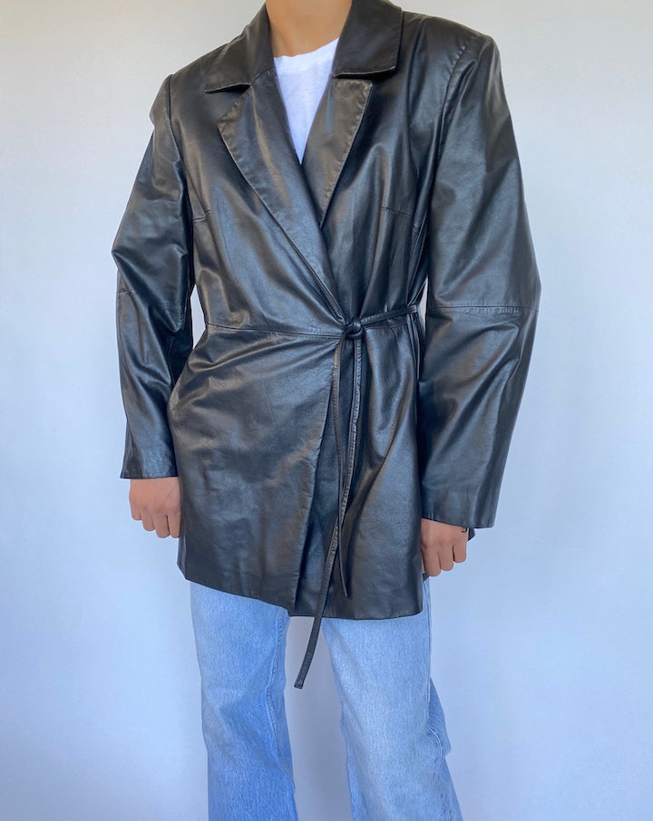 VINTAGE BLACK LEATHER JACKET 972-4