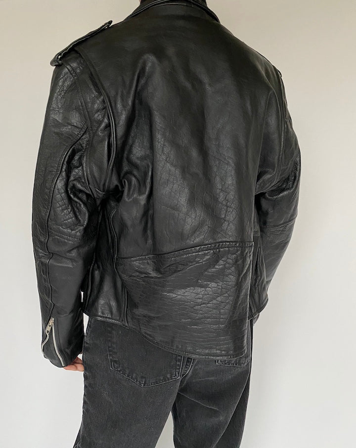 VINTAGE BLACK MOTORCYCLE JACKET 1434-2