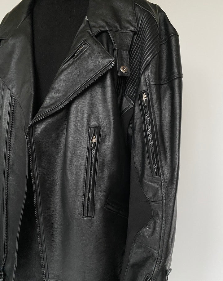 VINTAGE BLACK MOTORCYCLE JACKET 1435-5