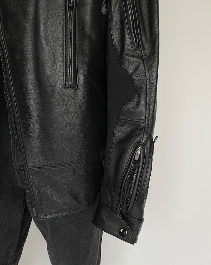 VINTAGE BLACK MOTORCYCLE JACKET 1435-6