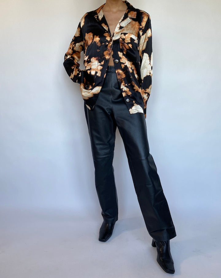 VINTAGE BLACK-ORANGE BLOUSE 558-3