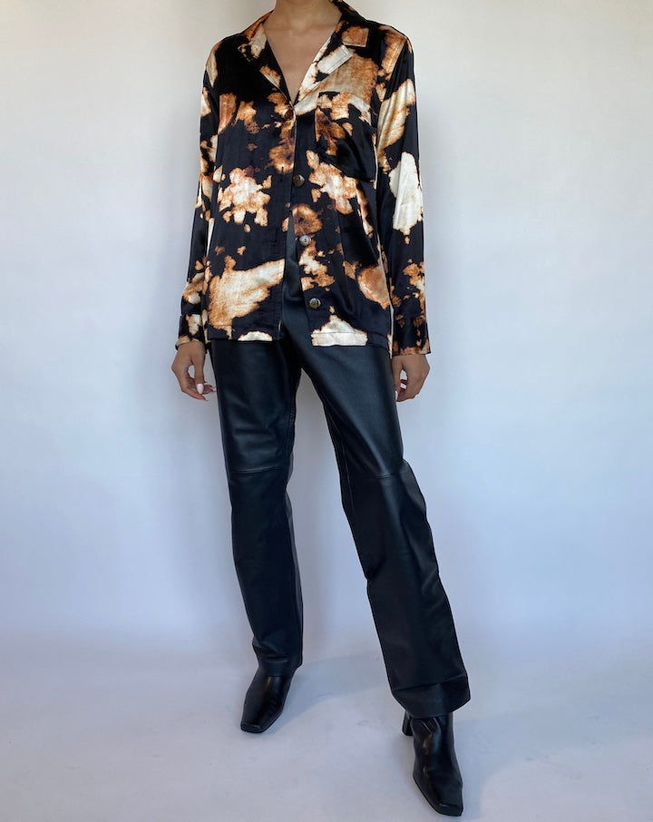 VINTAGE BLACK-ORANGE BLOUSE 558-4