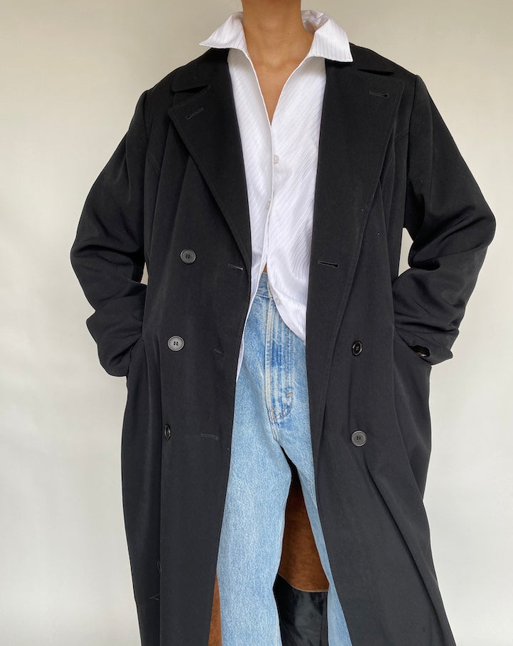 VINTAGE BLACK OVERSIZED COAT 668-4