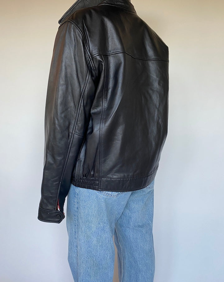 VINTAGE BLACK OVERSIZED LEATHER JACKET 1290-2
