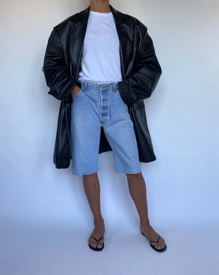 VINTAGE BLACK OVERSIZED LEATHER JACKET-3