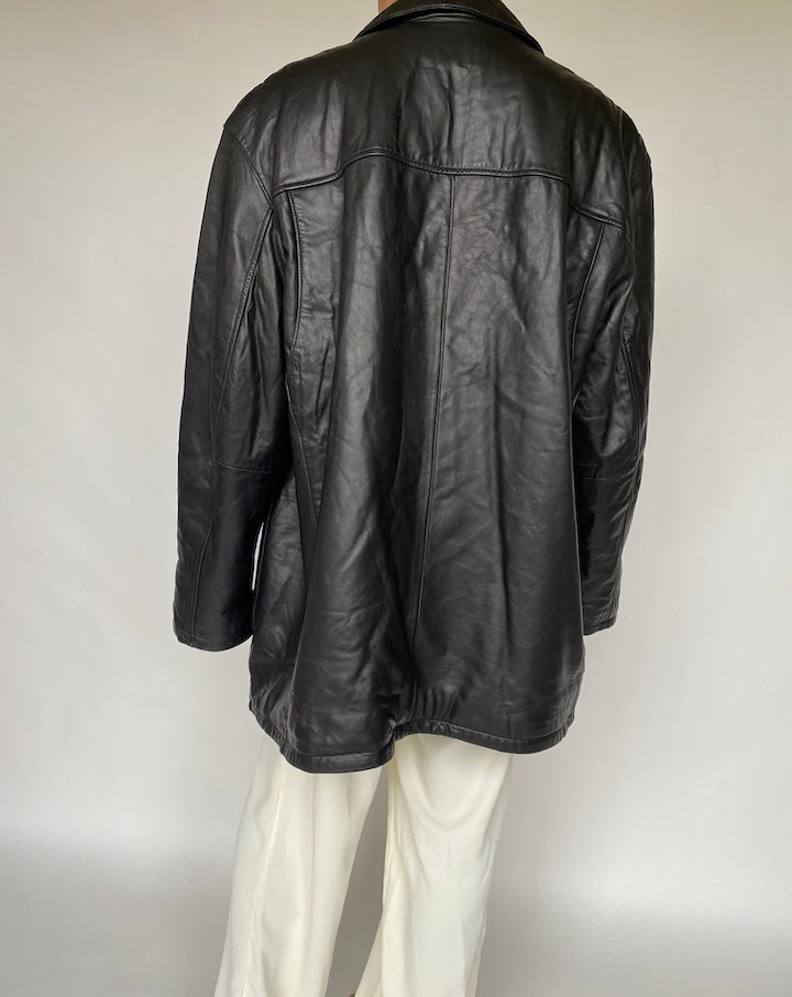 VINTAGE BLACK OVERSIZED LEATHER JACKET 805-2