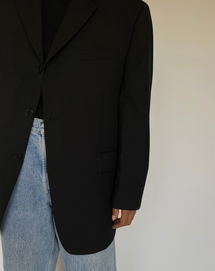 VINTAGE BLACK STRIPED DKNY BLAZER 1399-2