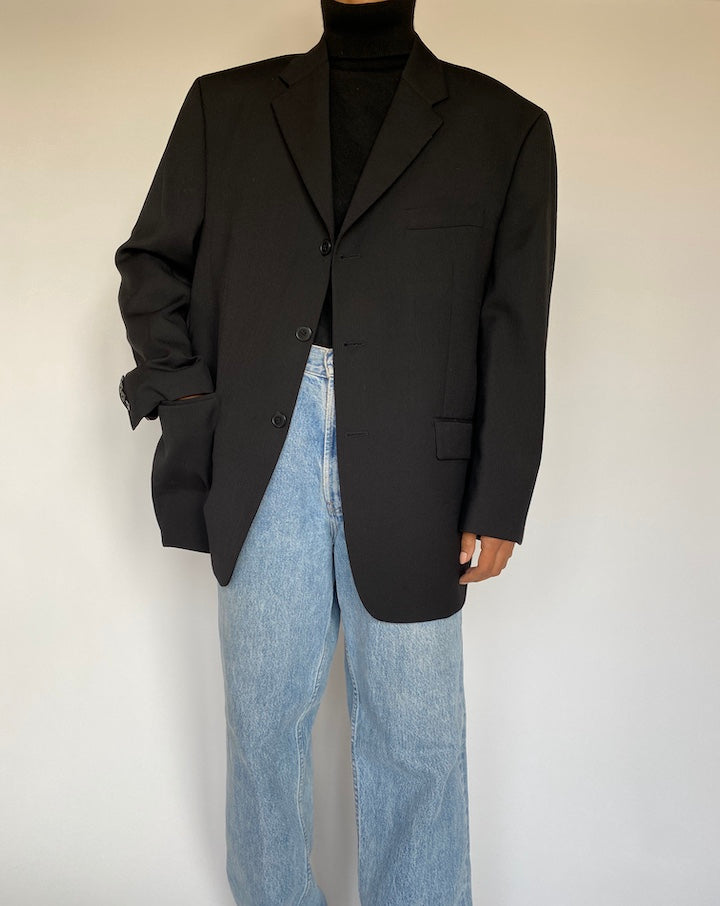 VINTAGE BLACK STRIPED DKNY BLAZER 1399-3