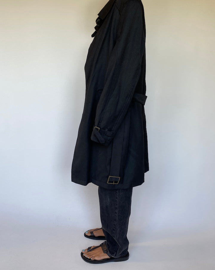 VINTAGE BLACK TRENCH COAT 1501-3