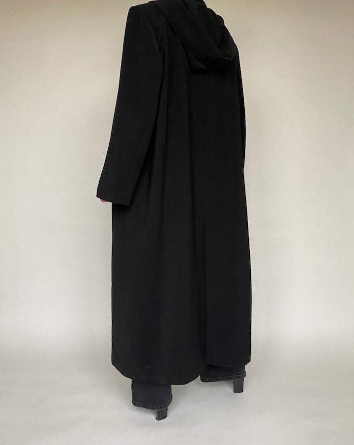 VINTAGE BLACK TRENCH COAT 529-2