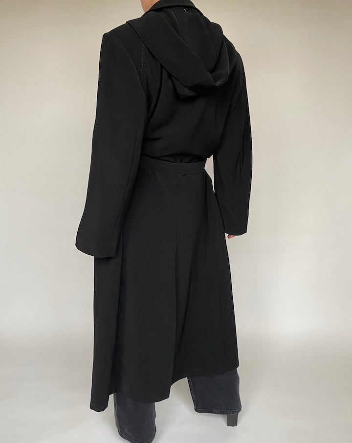VINTAGE BLACK TRENCH COAT 529-5